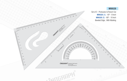 M9028-Set Square Protractor & Curves Cut (Thick ) 8x10 Inches