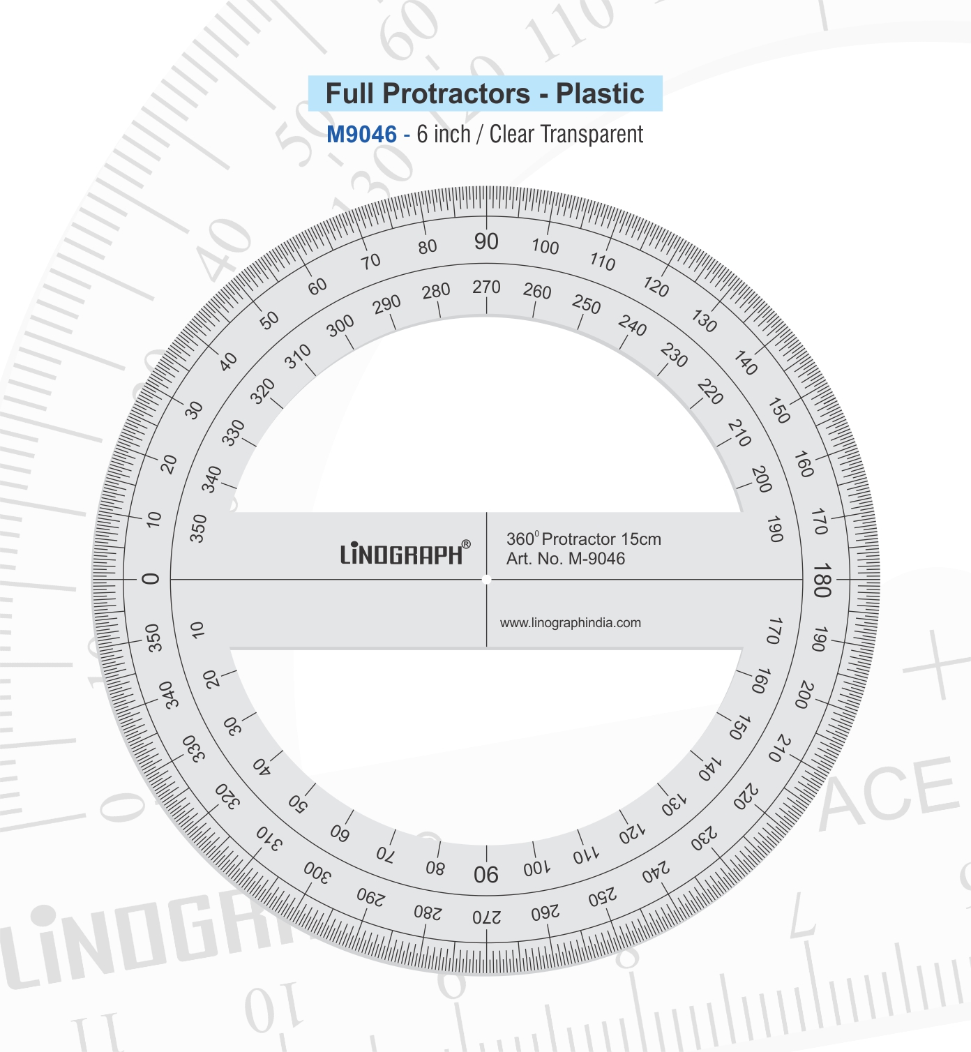 Plastic 360 Degree Protractor Circle Template Measuring Ruler Hollow Circle Shan 