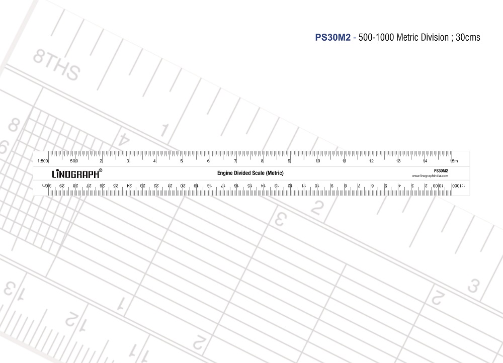 PS30M2 - Plotting Scale 30 cms 1:500-1:1000 Metric 
